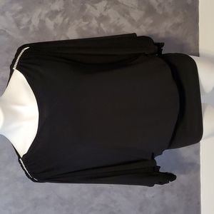 Betsy & Adam Fancy Formal Black Dress with Rhinestones Sz 10